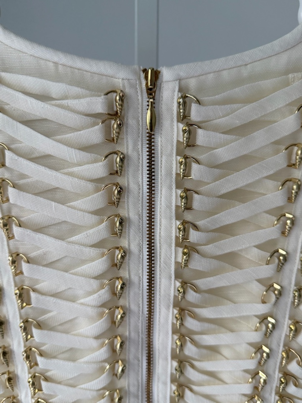 ZIMMERMANN Lace-up embellished linen and silk-blend top - Picture 9 of 10